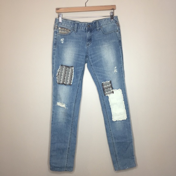 Free People Denim - Free People Patchwork Distressed Skinny Jeans - 27
